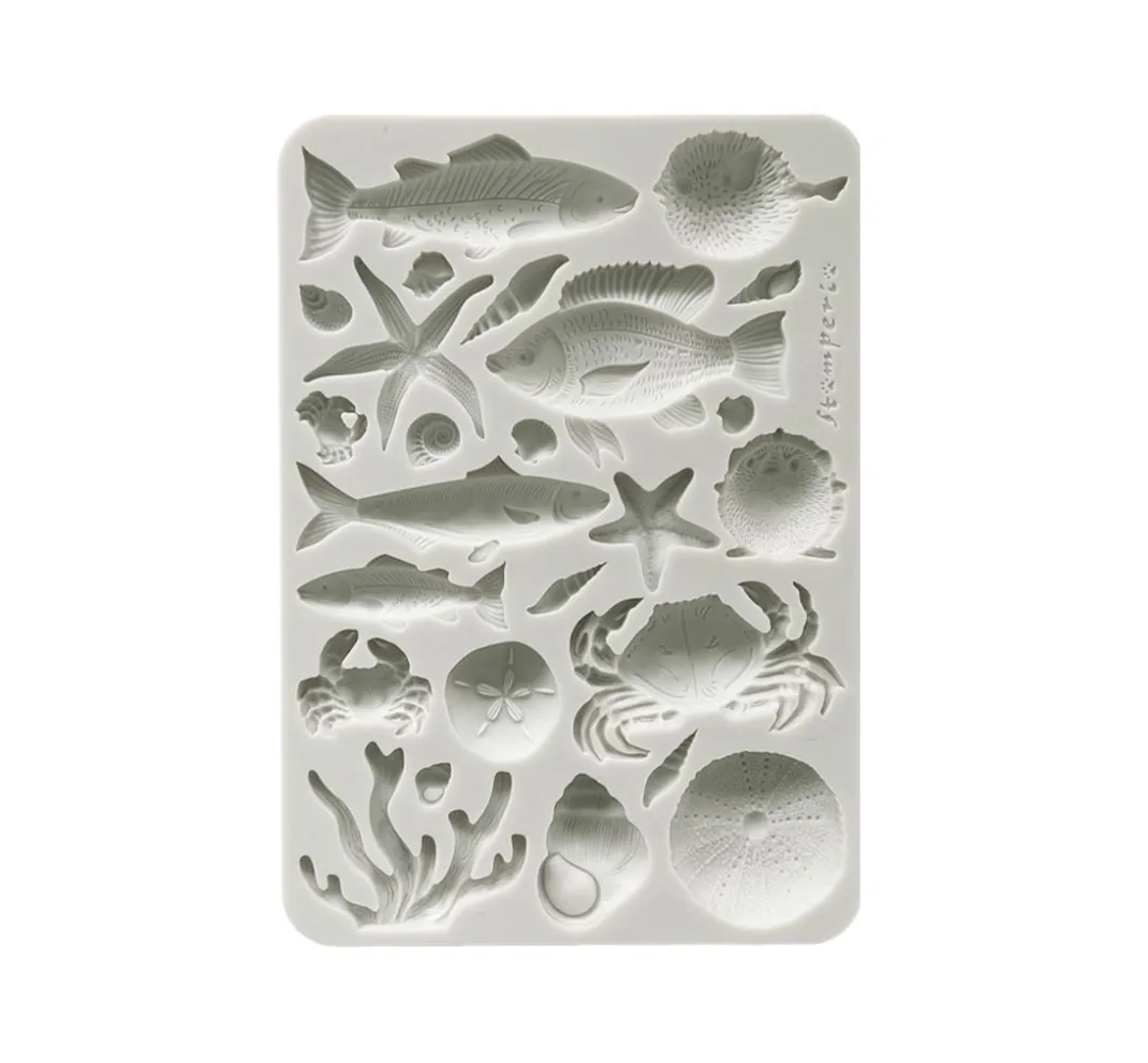 Stamperia Gießformen>Silikonform A5 "Silent Sea - Shells & Fish"