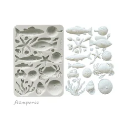Stamperia Gießformen>Silikonform A5 "Silent Sea - Shells & Fish"