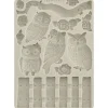 Stamperia Gießformen>Silikonform A5 "The Owl's House - Owls and Branch"