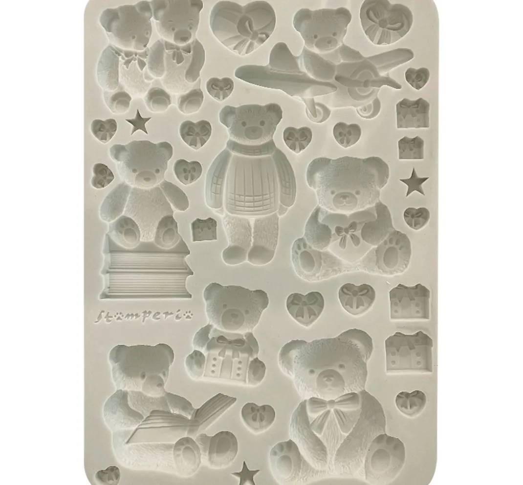 Stamperia Gießformen>Silikonform A5 "The Owl's House - Teddy & Bears"