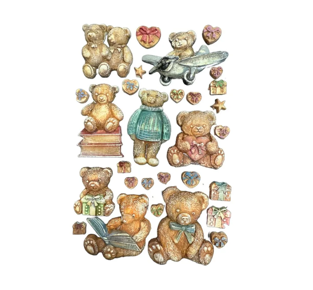 Stamperia Gießformen>Silikonform A5 "The Owl's House - Teddy & Bears"