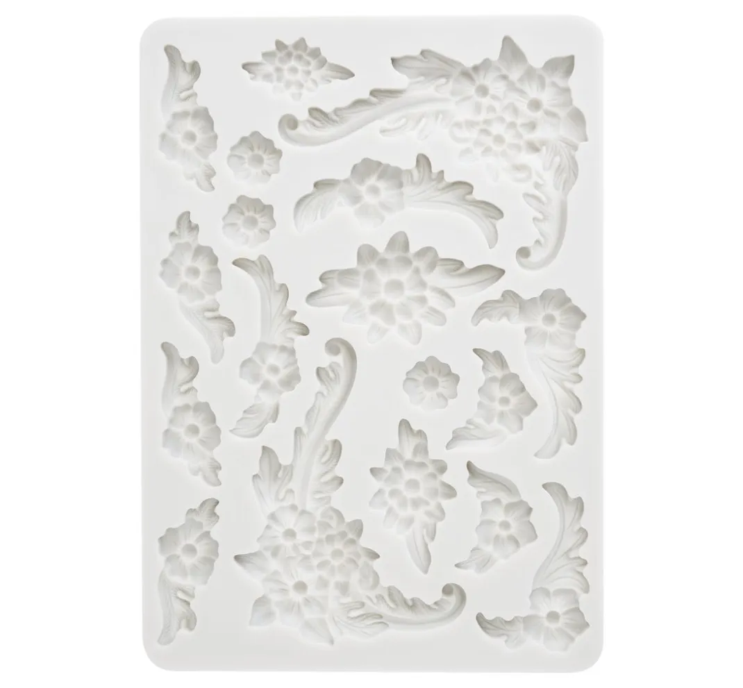 Stamperia Gießformen>Silikonform "Precious - Blumen Ornamente"