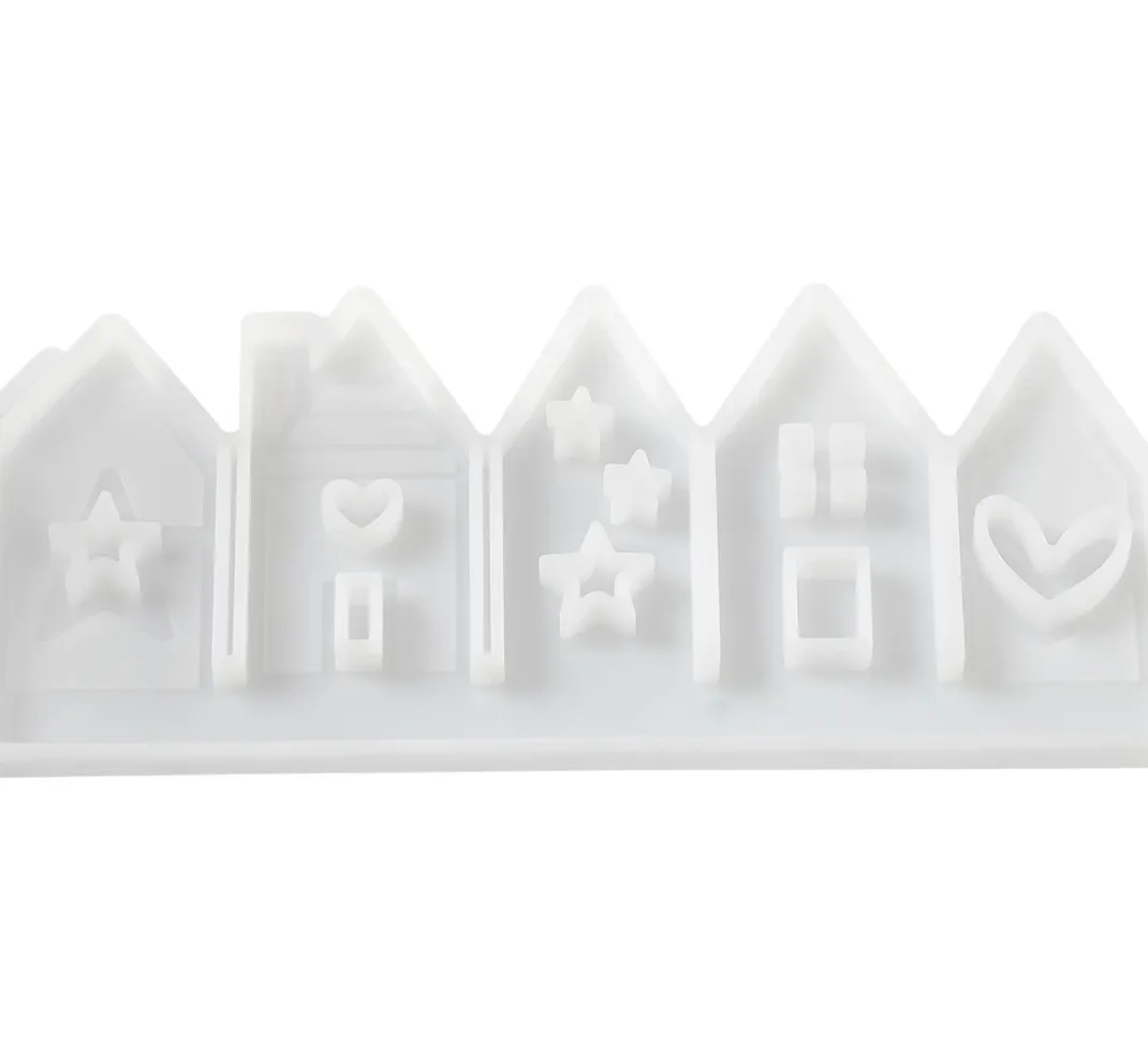 HobbyFun Gießformen>Silikon-Gießform "Häuserreihe", 5-fach