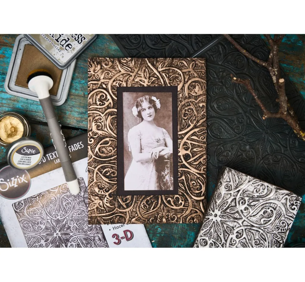 Sizzix Stanz- & Prägemaschinen|Schablonen>A5 Prägeschablone "Engraved by Tim Holtz"