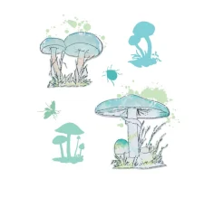 Sizzix Stempel & Zubehör|Stanz- & Prägemaschinen>Framelits Stanzschablone und Clear Stamps "Painted Pencil Mushrooms"