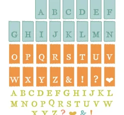 Sizzix Stempel & Zubehör|Stanz- & Prägemaschinen>Stanzschablone und Clear Stamps "Tab Stamp Alpha by 49 and Market"