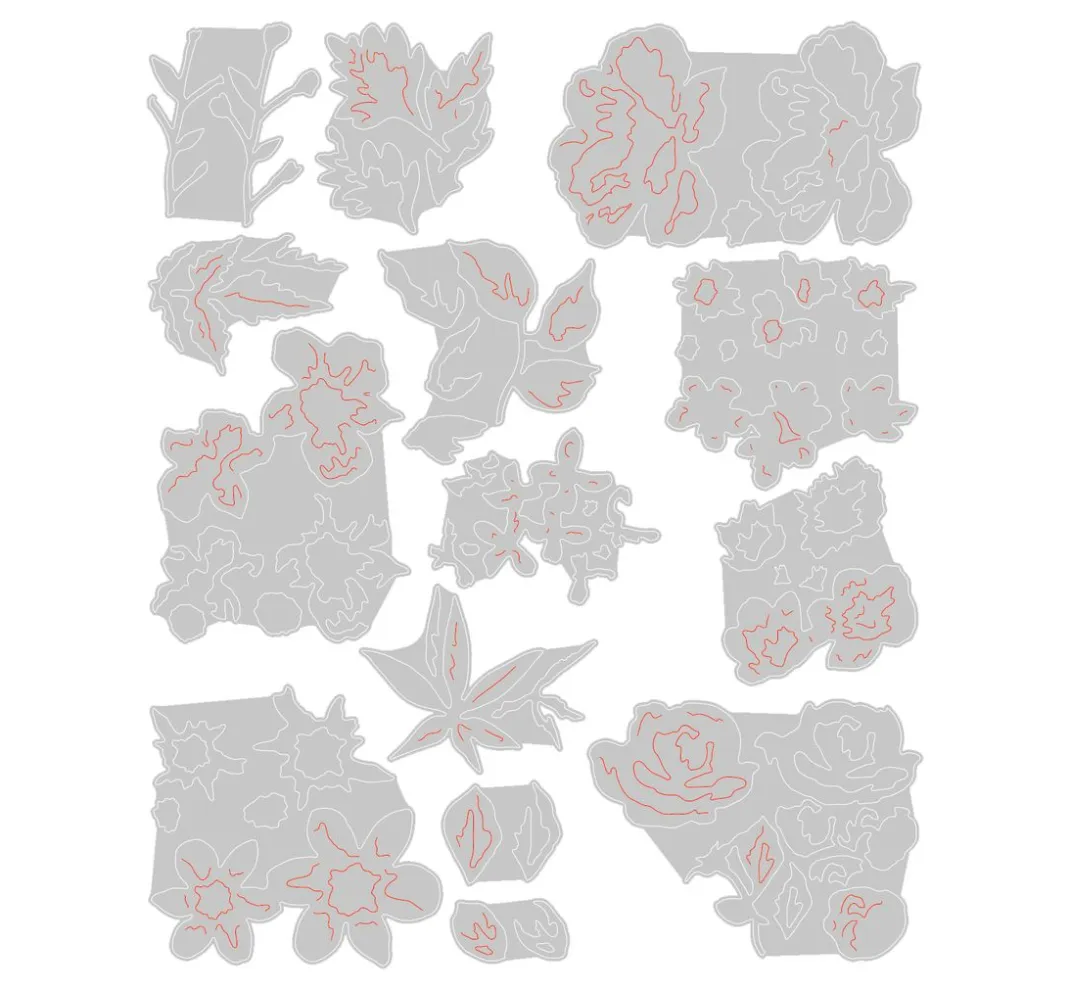 Sizzix Stanz- & Prägemaschinen|Schablonen>Thinlits Stanzschablone "Brushstroke Flowers Mini by Tim Holtz"