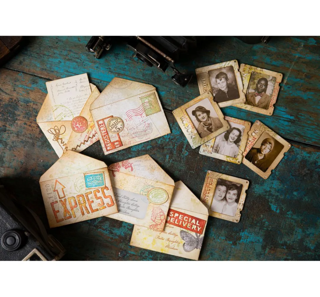 Sizzix Stanz- & Prägemaschinen|Schablonen>Thinlits Stanzschablone "Postale by Tim Holtz"