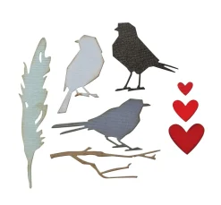 Sizzix Stanz- & Prägemaschinen|Schablonen>Thinlits Stanzschablone "Lovebirds by Tim Holtz"