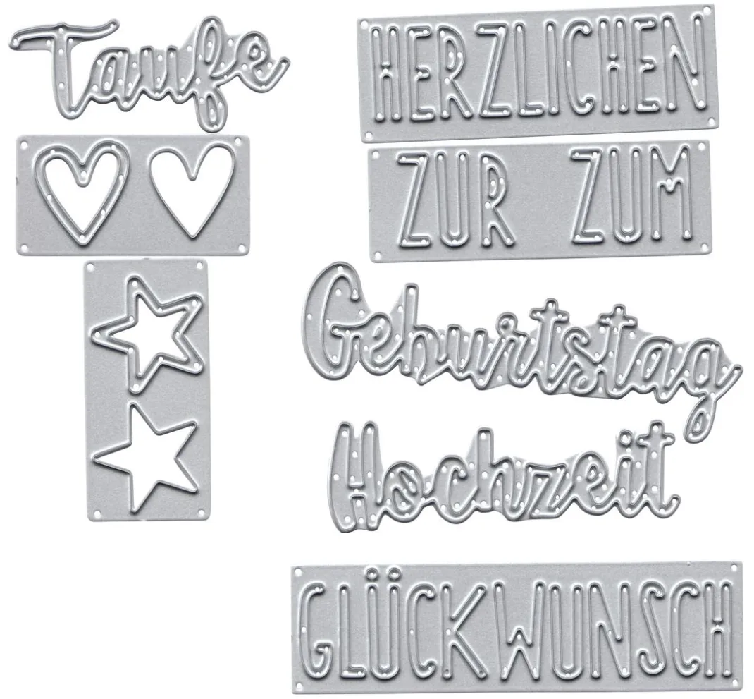 Sizzix Stanz- & Prägemaschinen|Schablonen>Thinlits Stanzschablone "Herzlichen Glückwunsch"