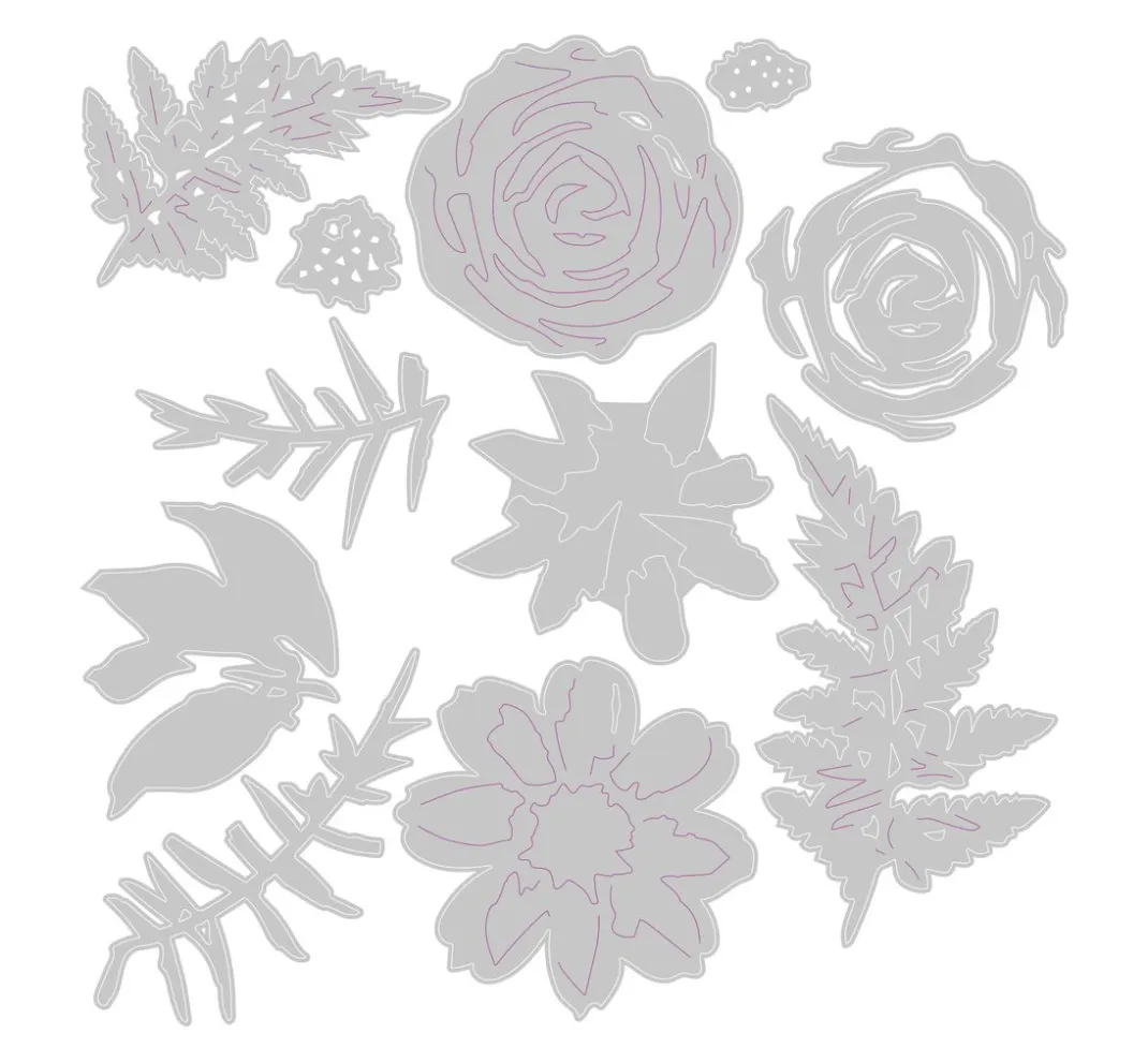 Sizzix Stanz- & Prägemaschinen>Thinlits Stanzschablone "Flowers & Fern"