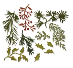 Sizzix Stanz- & Prägemaschinen|Schablonen>Thinlits Stanzschablone "Holiday Greens by Tim Holtz"