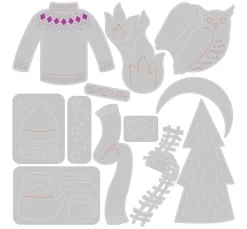 Sizzix Stanz- & Prägemaschinen|Schablonen>Thinlits Stanzschablone "Cozy Woodland"