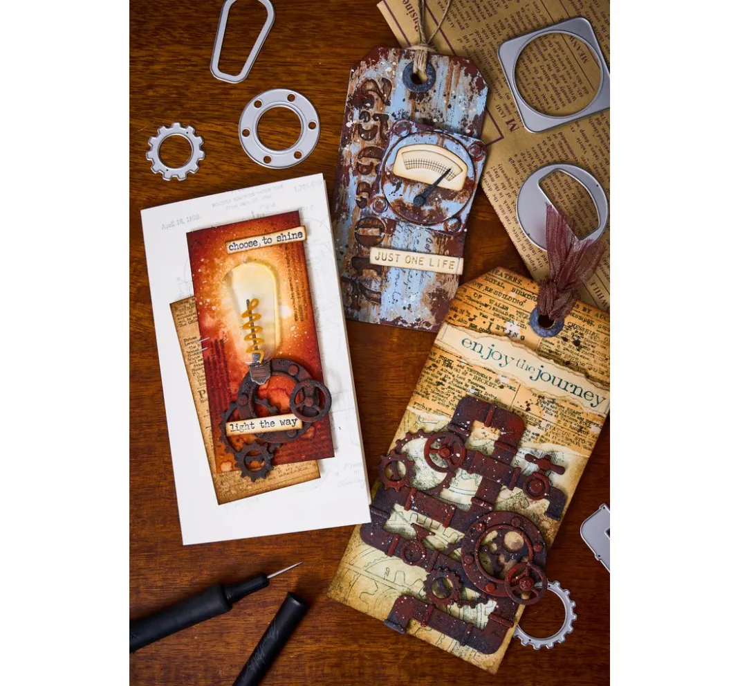 Sizzix Stanz- & Prägemaschinen|Schablonen>Thinlits Stanzschablone "Vault Industrial by Tim Holtz"