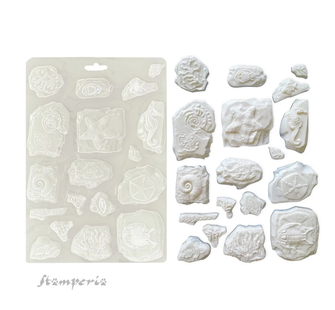 Stamperia Gießformen>Soft Modellierform A5 "Silent Sea - Fossils"