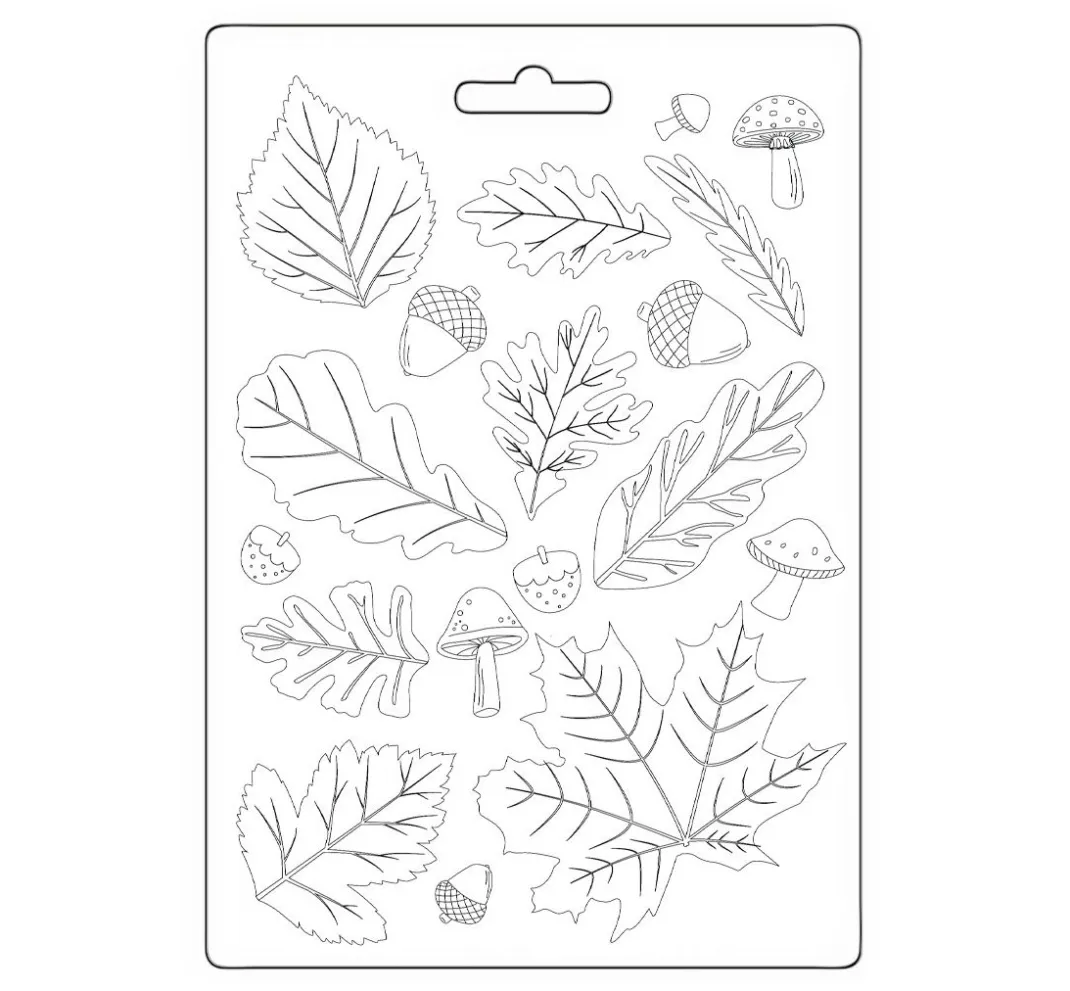 Stamperia Gießformen>Soft Modellierform A5 "Whispering Woods - Leaves"