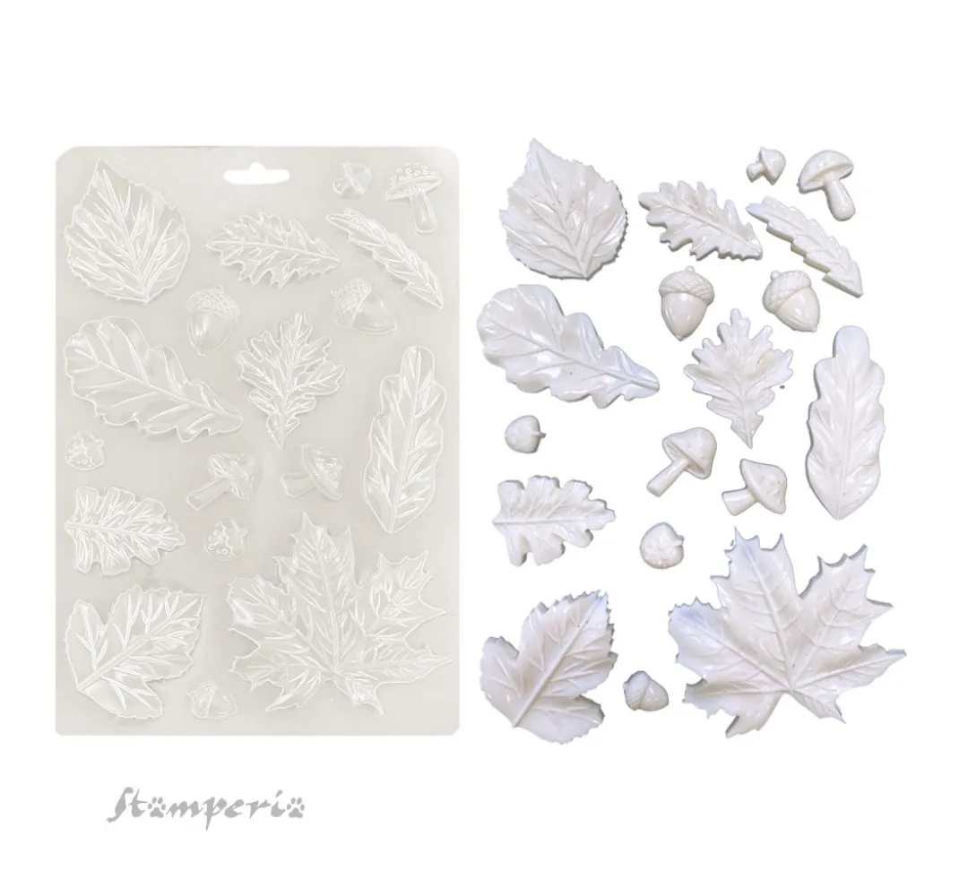 Stamperia Gießformen>Soft Modellierform A5 "Whispering Woods - Leaves"