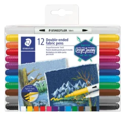 STAEDTLER Textilfarbe|Textil-Design>Doppelfasermaler Textil, 12 St.