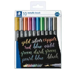 Kinder STAEDTLER Stifte & Marker|Stifte>Metallic brush Marker, 10er-Set