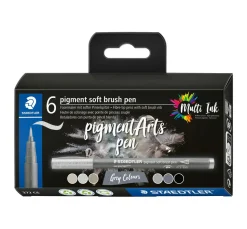 STAEDTLER Kartengestaltung>Pigment soft brush pen "Greys", 6er-Set