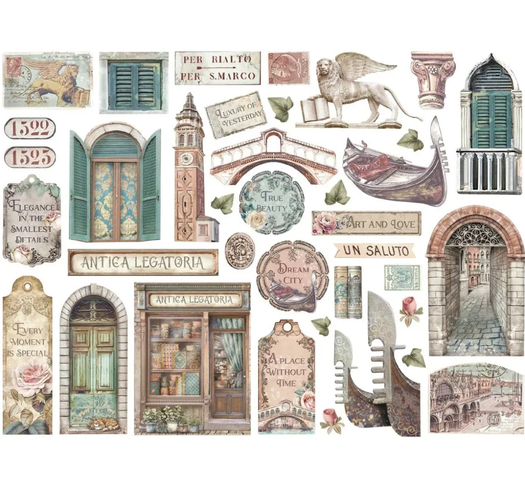 Stamperia Dekoelemente|Kartengestaltung>Stanzmotive "Venice"
