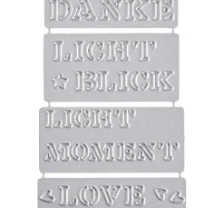 FarbTon Papier Stanz- & Prägemaschinen|Schablonen>Stanzschablone "Schriftdekore" für Marinas Licht