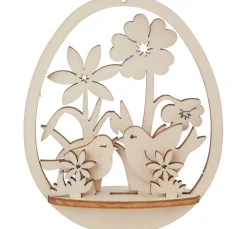 ohne Marke Holz, Mdf & Pappmaché>Steckmotiv Anhänger Ei "Vögel und Blumen"