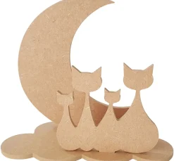 Kinder Gomille Holz|Decoupage>Steckmotiv "Katzen im Mond"