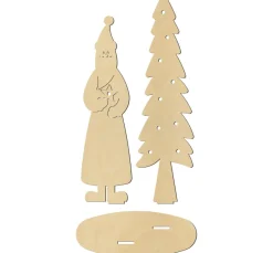 ohne Marke Holz, Mdf & Pappmaché>Stehfigur "Weihnachtsmann mit Tanne"