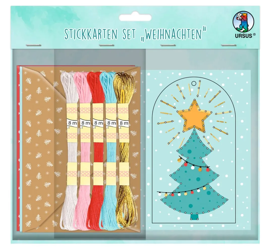 Kinder URSUS Weitere Geschenkideen Für Kinder|Papier-Bastelsets>Stickkarten-Set "Weihnachten"