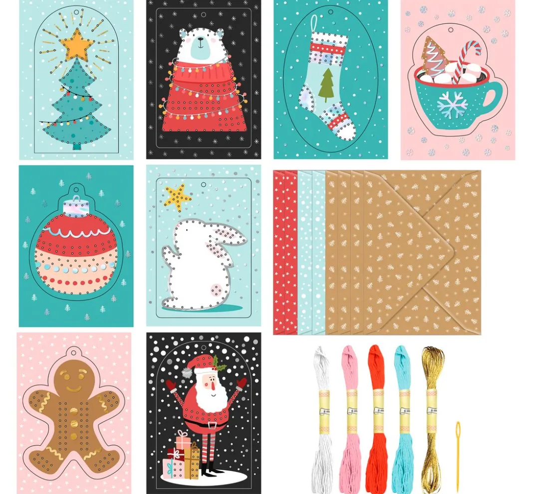 Kinder URSUS Weitere Geschenkideen Für Kinder|Papier-Bastelsets>Stickkarten-Set "Weihnachten"