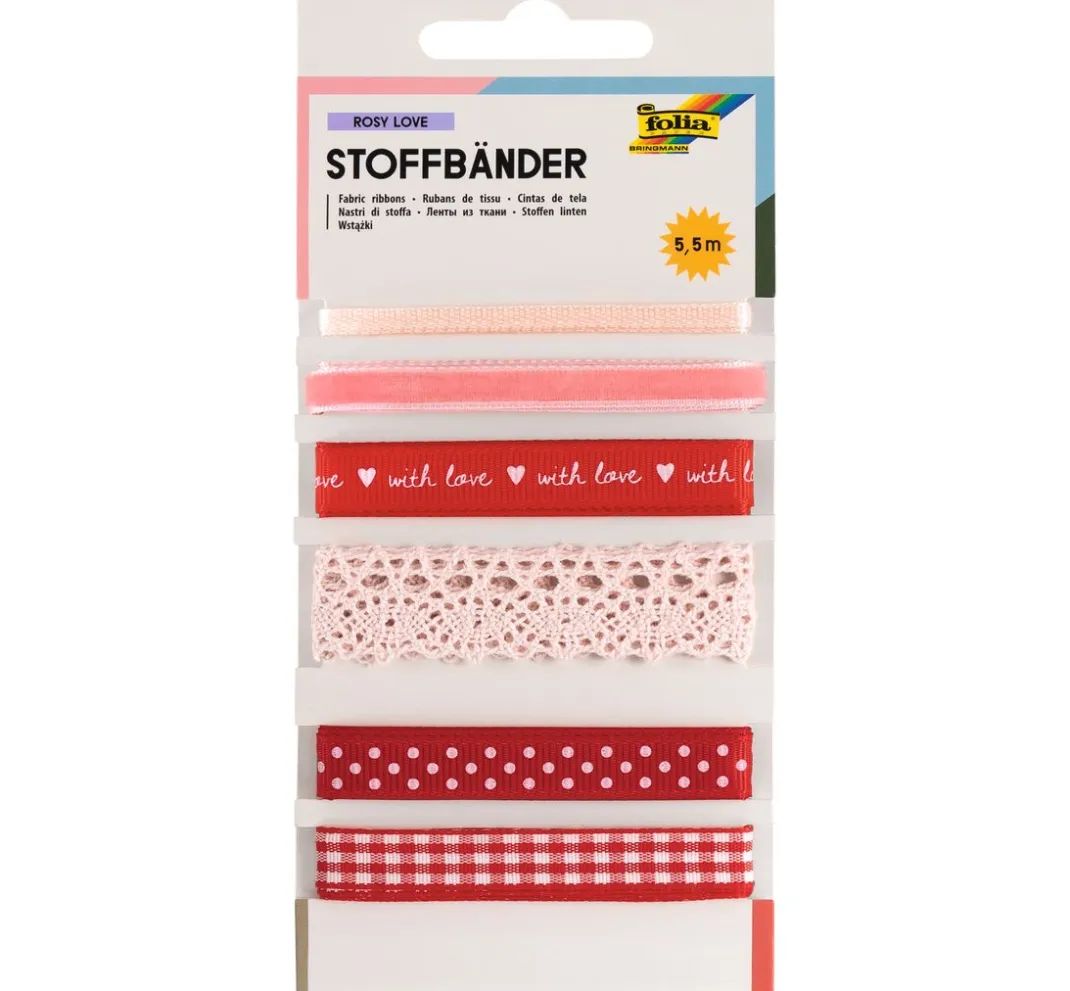 folia Sets|Deko-, Motiv- & Schmuckband>Stoffbänder-Mix "Rosy Love"