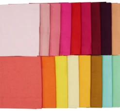 stafil Patchworkstoffe|Baumwollstoff>Stoffpaket Patchy Uni "Rosa-Rot-Orange-Gelb", 17 Zuschnitte