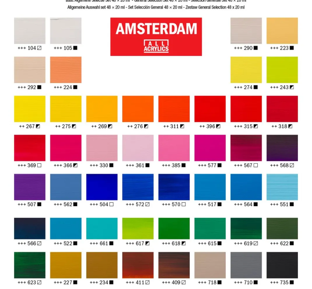 AMSTERDAM Künstlerfarbe>Talens Acrylfarben-Set "General Selection 48"