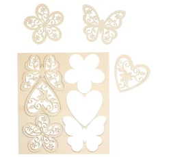 VBS Anhänger|Holz, Mdf & Pappmaché>Anhänger "Blumen, Herzen und Schmetterlinge"