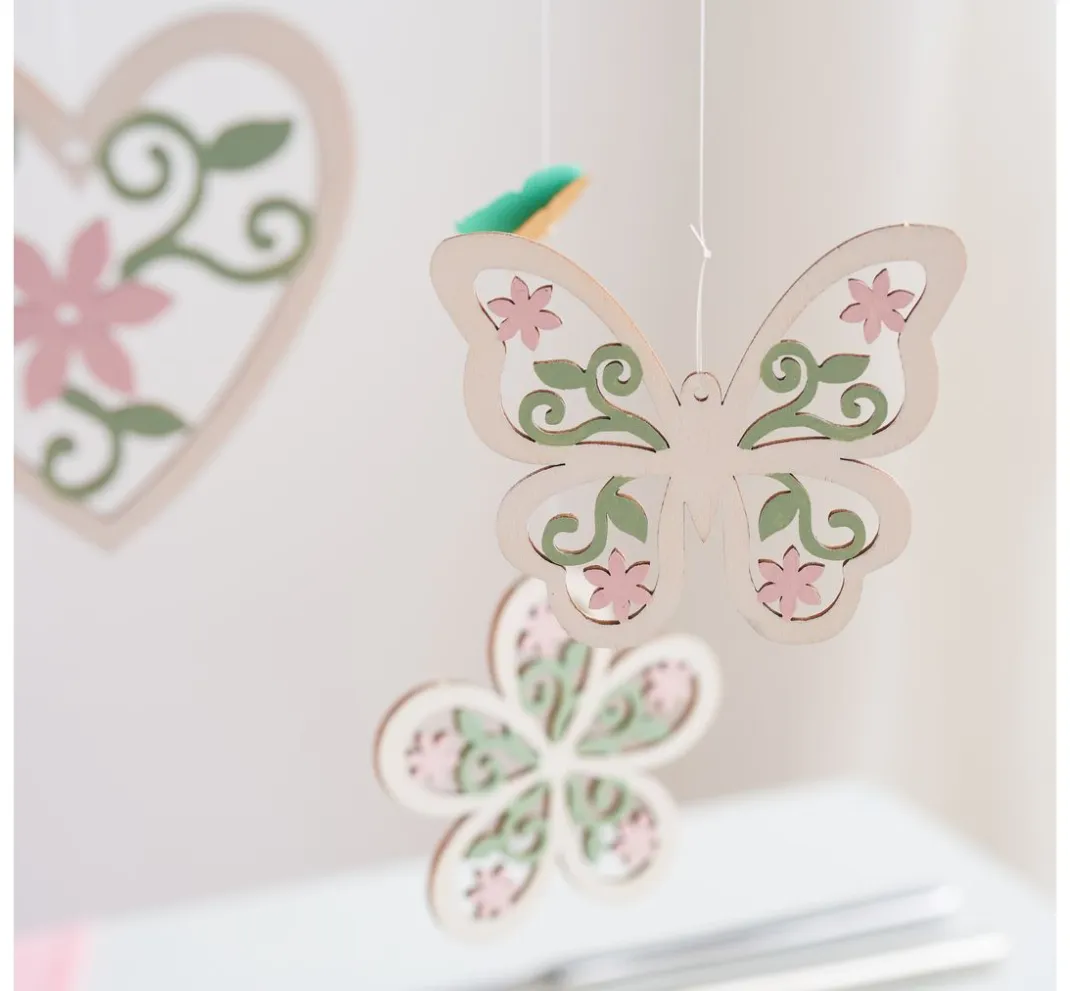 VBS Anhänger|Holz, Mdf & Pappmaché>Anhänger "Blumen, Herzen und Schmetterlinge"