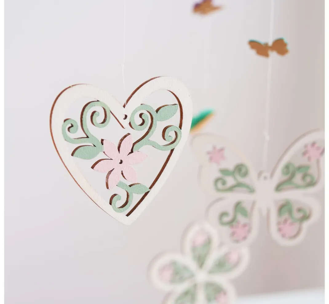 VBS Anhänger|Holz, Mdf & Pappmaché>Anhänger "Blumen, Herzen und Schmetterlinge"