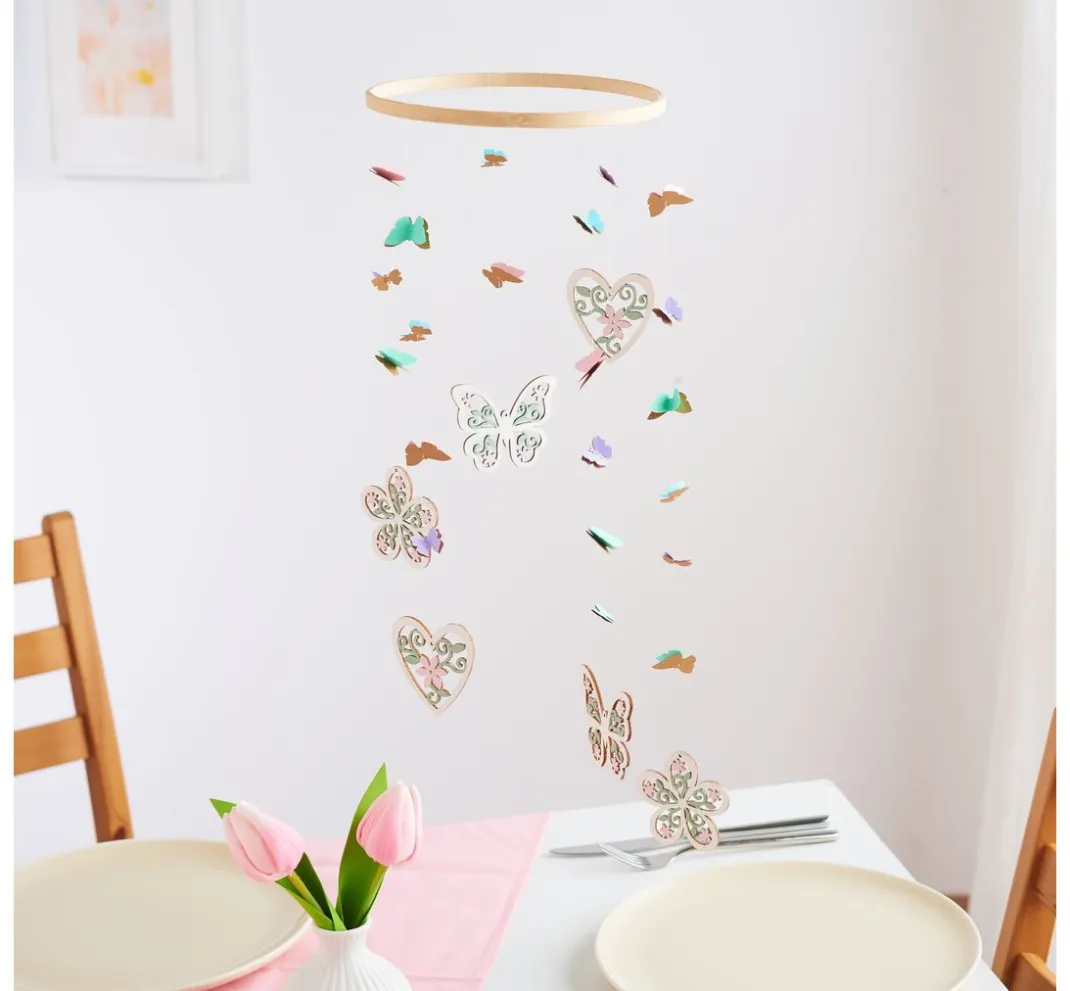 VBS Anhänger|Holz, Mdf & Pappmaché>Anhänger "Blumen, Herzen und Schmetterlinge"