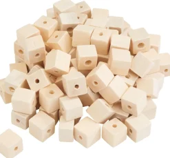 Kinder VBS XXL Perlen|Holzperlen>VBS Bastel-Holzperle "Würfel", 100 Stück
