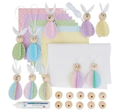 Kinder VBS Papier-Bastelsets|Deko-Bastelsets>Bastelset "Hasenfamilie"