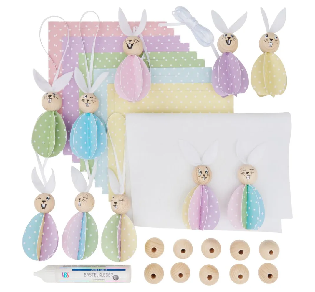 Kinder VBS Papier-Bastelsets|Deko-Bastelsets>Bastelset "Hasenfamilie"