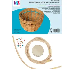 VBS Peddigrohr Flechten>Bastelset Peddigrohr "Korb mit Holzperlen"