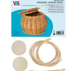 VBS Peddigrohr Flechten|Bastelsets>Bastelset Peddigrohr "Korb mit Deckel"
