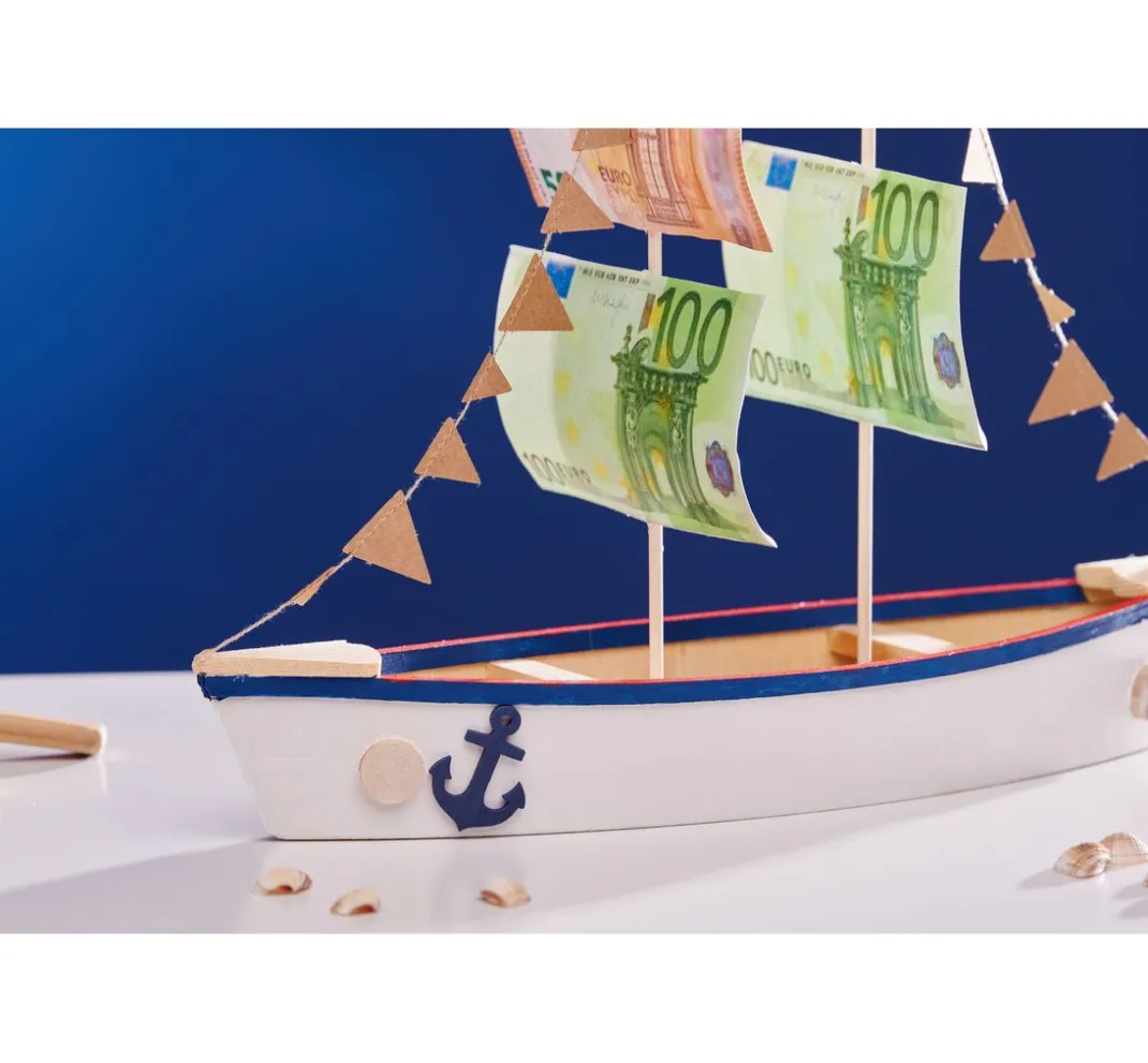 VBS Serviettentechnik|Brandmalerei>Deko-Boot "Küstennebel"