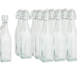 VBS XXL Gefäße|Glasgravur>VBS Glasflaschen mit Bügelverschluß "Eckig", 500 ml, 12 Stück