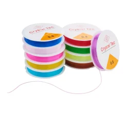 VBS XXL Bänder & Kordel>VBS Gummikordeln "Magic Stretch", Bunter Mix, 0,8 mm, 10 Rollen à 5 m