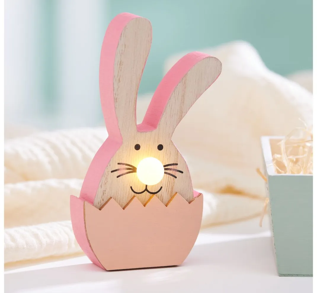 VBS Dekofiguren & -Objekte|Holz, Mdf & Pappmaché>Hase mit LED-Nase