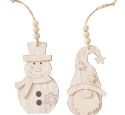 VBS Anhänger|Holz, Mdf & Pappmaché>Holz-Anhänger "Wichtel und Schneemann", 2-er Set