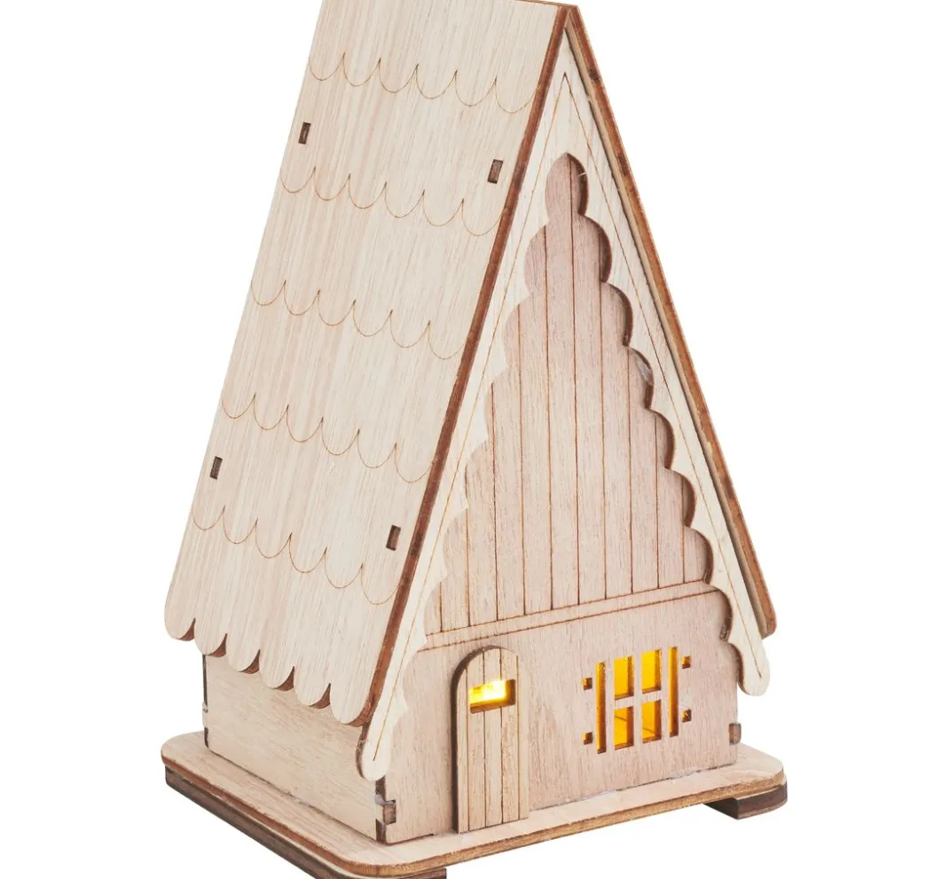 VBS Holz, Mdf & Pappmaché>Holzbausatz "Dachhaus", inkl. LED