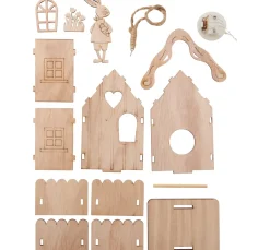 VBS Holz, Mdf & Pappmaché>Holzbausatz "Hasenhäuser", mit LED